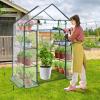 Ohuhu Greenhouse for Outdoors with Mesh Side Windows, 3 Tiers 4 Shelves Small Walk-In Green House Plant Stands Plastic PE Cover Outside Portable Warm House for Seedling Flowers Growing, 4.8×2.5×6.4 FT(PVC)