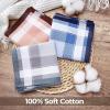 Ohuhu Handkerchiefs for Men, 12PCS 100% Cotton Classic Pocket Squares Set, Gift(Blue&grey&brown)