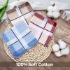 Ohuhu Handkerchiefs for Men, 12PCS 100% Cotton Classic Pocket Squares Set, Gift(Blue&red&brown)