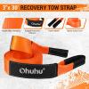Ohuhu Heavy Duty Tow Straps Recovery Kit 3″ x 30ft, 31,944 lbs Break Strength, Triple Reinforced Loop, Protective Sleeves, Tow Strap Heavy Duty with 3/4″ D-Ring Shackles for Truck, Jeep, SUV, ATV(3″ x 30ft)