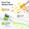 Ohuhu Journal Pens 24 Colors Dot Markers Dual Tips (Calligraphy Brush & Dot) for Adults Water-based Metallic & Regular Colors Dot Pens for Lettering Journal Scrapbooking Coloring Markers – Kumimi