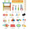 Ohuhu Kids Tool Set: 89Pcs Wooden Toddler Tool with Box Montessori Toys Workbench Toy Set with Construction Toys Learning Educational Bench Play for Boys Girls Age 3 4 5 6 7 Birthday