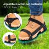 Ohuhu Lawn Aerator Shoes with Hook & Loop Straps, All New Unique Design Free-Installation Heavy Duty Spiked Aerating Sandals, One-Size-Fits-All for Yard Patio Lawn Garden(green&black)