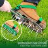 Ohuhu Lawn Aerator Shoes with Hook & Loop Straps, All New Unique Design Free-Installation Heavy Duty Spiked Aerating Sandals, One-Size-Fits-All for Yard Patio Lawn Garden(green)