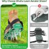 Ohuhu Lawn Aerator Shoes with Hook & Loop Straps, All New Unique Design Free-Installation Heavy Duty Spiked Aerating Sandals, One-Size-Fits-All for Yard Patio Lawn Garden(green&black)