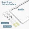 Ohuhu License Plate Frames, 2 Pcs 4 Holes Slim Stainless Steel Polish Mirror License Plate Frame + Chrome Screw Caps (Silver)