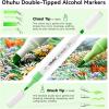 Ohuhu Markers: 48-Color Double Tipped Brush & Chisel Alcohol Markers for Adults Coloring Illustration, Alcohol-based Art Marker Set with Unique Designed Grip, Great Value Pack for Beginners(Landscape Tones)