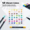 Ohuhu Markers Brush Tip 80-Colors with 72-Sheet Coloring Book – Double Tipped Markers for Adults Coloring Books – Art Marker Set Bundles with 100% Bleed-Proof Coloring Pages – Fine & Brush Dual Tips(48 Colors & 36 Pages Stress-Relief Coloring Book)