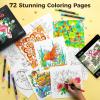 Ohuhu Markers Brush Tip 80-Colors with 72-Sheet Coloring Book – Double Tipped Markers for Adults Coloring Books – Art Marker Set Bundles with 100% Bleed-Proof Coloring Pages – Fine & Brush Dual Tips(80 Colors & 72 Pages Diverse Coloring Book)