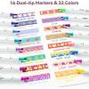 Ohuhu Markers Highlighters 16 Pack 32 Colors Dual Tips Double Colors Chisel & Fine Water-Based Highlighters Assorted Colors for Journaling Office School Supplies Bible Note Taking
