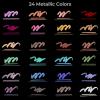 Ohuhu Markers Metallic Pens: 24 Colors Water-based for Adults Mandala Coloring Book Glitter Shimmer Markers for Black White Paper Glass Rock Birthday Card Making Halloween Pumpkin Ceramics DIY
