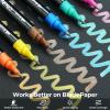 Ohuhu Markers Metallic Pens: 24 Colors Water-based for Adults Mandala Coloring Book Glitter Shimmer Markers for Black White Paper Glass Rock Birthday Card Making Halloween Pumpkin Ceramics DIY