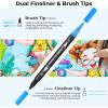 Ohuhu Markers for Adult Coloring Books No Bleeding 160 Colors Coloring Markers Water-based Dual Tips Fineliner & Brush Drawing Pens Art Pens for Kids Adults Sketch Journal – Maui – Black(Black Pen)
