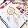 Ohuhu Markers for Adult Coloring Books No Bleeding 60 Colors Coloring Markers Water-based Dual Tips Fineliner & Brush Drawing Pens Art Pens for Kids Adults Sketch Journal – Maui – White(White Pen)