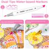 Ohuhu Markers for Adult Coloring Books No Bleeding 60 Colors Water-based Dual Tips Brush & Chisel Coloring Markers for Kids Adults Beginners Drawing Pens for Journaling Lettering(60 Colors)
