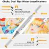 Ohuhu Markers for Adult Coloring Books No Bleeding 60 Colors Water-based Dual Tips Brush & Chisel Coloring Markers for Kids Adults Beginners Drawing Pens for Journaling Lettering(117 Colors)