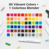 Ohuhu Markers for Adult Coloring Books No Bleeding 60 Colors Water-based Dual Tips Brush & Fine Coloring Markers for Kids Adults Beginners Drawing Pens for Journaling Lettering