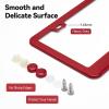 Ohuhu Matte Aluminum License Plate Frame with Red Screw Caps, 2Pcs 2 Holes Red Licenses Plates Frames, Car Licenses Plate Covers Holders for US Vehicles(Red)
