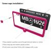Ohuhu Matte Aluminum License Plate Frame with Rose Red Screw Caps, 2Pcs 2 Holes Rose Red Licenses Plates Frames for Women, Car Licenses Plate Covers Holders for US Vehicles