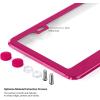 Ohuhu Matte Aluminum License Plate Frame with Rose Red Screw Caps, 2Pcs 2 Holes Rose Red Licenses Plates Frames for Women, Car Licenses Plate Covers Holders for US Vehicles