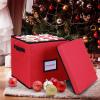 Ohuhu Ornament Storage Box, Xmas Decorations Figurine Containers, 600D Oxford Cloth Keeps 64 Ornaments, Christmas Storage Bins with Lids Holiday Ornament Organizer with Back Pocket (Tag Bar Design)