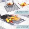 Ohuhu Over Sink Dish Drying Rack, Silicone Wrapped 17.6″ W x 15.4″ L Large Over The Sink Roll Up Dish Drainer – Foldable Sink Drying Rack Rolling Drain Mats Anti-Slip Multipurpose for Kitchen Counter(Gray)