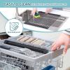 Ohuhu Over Sink Dish Drying Rack, Silicone Wrapped 17.6″ W x 15.4″ L Large Over The Sink Roll Up Dish Drainer – Foldable Sink Drying Rack Rolling Drain Mats Anti-Slip Multipurpose for Kitchen Counter(Black)