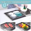 Ohuhu Over Sink Dish Drying Rack, Silicone Wrapped 17.6″ W x 15.4″ L Large Over The Sink Roll Up Dish Drainer – Foldable Sink Drying Rack Rolling Drain Mats Anti-Slip Multipurpose for Kitchen Counter(Black)
