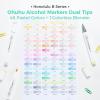 Ohuhu Pastel Markers Brush Tip, Alcohol-based Markers Double Tipped Artist Art for Sketch Adults’ Coloring Illustration, 48 Pastel Colors +1 Alcohol Marker Blender + Marker Case, Brush & Fine(Sweetness + Blossoming)