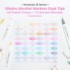 Ohuhu Pastel Markers Brush Tip, Alcohol-based Markers Double Tipped Artist Art for Sketch Adults’ Coloring Illustration, 48 Pastel Colors +1 Alcohol Marker Blender + Marker Case, Brush & Fine(Sweetness)
