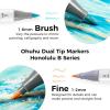 Ohuhu Pastel Markers Brush Tip, Alcohol-based Markers Double Tipped Artist Art for Sketch Adults’ Coloring Illustration, 48 Pastel Colors +1 Alcohol Marker Blender + Marker Case, Brush & Fine(Sweetness + Blossoming)