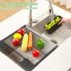 Ohuhu Roll Up Dish Drying Rack with Utensil Holder, Sink Dish Drying Rack 17.3″ L x 15.6″ W Dish Drainer Multipurpose Collapsible Dish Racks for Kitchen Counter Organizer