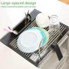 Ohuhu Roll Up Dish Drying Rack with Utensil Holder, Sink Dish Drying Rack 17.3″ L x 15.6″ W Dish Drainer Multipurpose Collapsible Dish Racks for Kitchen Counter Organizer