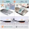 Ohuhu Roll Up Sink Rack, Over The Sink Dish Drying Rack, 20.5″ W x 13.1″ L Rolling Dish Drainer Foldable Sink Accessories Heat-Resistant Mat Anti-Slip Silicone Coated Dish Racks for Kitchen Counter