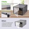 Ohuhu Shoe Storage, Ultra Large Shoe Organizer Heavy Duty 6 Pack Plastic Storage Bins Container Boxes Clear Stackable Sneaker Case Drawers Front Opening for Closet and Entryway Fit up to US Size 14(Black)