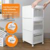 Ohuhu Storage Bins with Lids, Heavy Duty 3 Pack Plastic Storage Box, Front Opening Storage Cart, Compact Cube Organizer Bins with 4 wheels Stackable for Home Office Organization with Black Pen