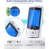 Ohuhu Tens Unit Muscle Stimulator: 24 Modes Rechargeable Tens Stimulator Machine-16 Pads Electric EMS Unit Massager Acupoint Map Included for Back Shoulder Legs Pain Relief Mother Father Gift-Silver