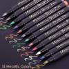 Premium Metallic Marker Calligraphy Brush Pens, Ohuhu Set of 12 Glitter Paint Pen Metallic Marker for DIY Birthday Greeting Card Making Black Papers Photo Album Glass Rock Painting Back To School