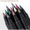 Premium Metallic Marker Calligraphy Brush Pens, Ohuhu Set of 12 Glitter Paint Pen Metallic Marker for DIY Birthday Greeting Card Making Black Papers Photo Album Glass Rock Painting Back To School