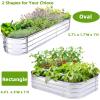Raised Garden Bed with Safety Edging, Ohuhu 5.7×1.7×1 FT Galvanized Metal Planter Box, Outdoor Plant Beds Planting Boxes for Vegetable Flower Herbs, Above Ground Elevated Large Oval Gardening Planters(Sliver)