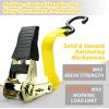 Ratchet Tie Down Strap 15 Ft – 500 lbs Load Cap with 1500 lbs Breaking Limit, Ohuhu Ratchet Tie Downs Logistic Cargo Straps for Moving Appliances, Motorcycle (Grey, 8-Pack)(Yellow)