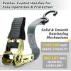 Ratchet Tie Down Strap 15 Ft – 500 lbs Load Cap with 1500 lbs Breaking Limit, Ohuhu Ratchet Tie Downs Logistic Cargo Straps for Moving Appliances, Motorcycle (Grey, 8-Pack)(Grey)