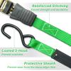 Ratchet Tie Down Strap 15 Ft – 500 lbs Load Cap with 1500 lbs Breaking Limit, Ohuhu Ratchet Tie Downs Logistic Cargo Straps for Moving Appliances, Motorcycle (Grey, 8-Pack)(Green)