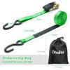 Ratchet Tie Down Strap 15 Ft – 500 lbs Load Cap with 1500 lbs Breaking Limit, Ohuhu Ratchet Tie Downs Logistic Cargo Straps for Moving Appliances, Motorcycle (Grey, 8-Pack)(Green)