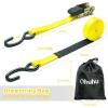 Ratchet Tie Down Strap 15 Ft – 500 lbs Load Cap with 1500 lbs Breaking Limit, Ohuhu Ratchet Tie Downs Logistic Cargo Straps for Moving Appliances, Motorcycle (Grey, 8-Pack)(Yellow)