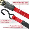 Ratchet Tie Down Strap 15 Ft – 500 lbs Load Cap with 1500 lbs Breaking Limit, Ohuhu Ratchet Tie Downs Logistic Cargo Straps for Moving Appliances, Motorcycle (Grey, 8-Pack)(Red)