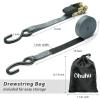 Ratchet Tie Down Strap 15 Ft – 500 lbs Load Cap with 1500 lbs Breaking Limit, Ohuhu Ratchet Tie Downs Logistic Cargo Straps for Moving Appliances, Motorcycle (Grey, 8-Pack)(Grey)