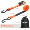 Ratchet Tie Down Strap 15 Ft – 500 lbs Load Cap with 1500 lbs Breaking Limit, Ohuhu Ratchet Tie Downs Logistic Cargo Straps for Moving Appliances, Motorcycle (Grey, 8-Pack)(Orange)