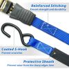 Ratchet Tie Down Strap 15 Ft – 500 lbs Load Cap with 1500 lbs Breaking Limit, Ohuhu Ratchet Tie Downs Logistic Cargo Straps for Moving Appliances, Motorcycle (Grey, 8-Pack)(Blue)
