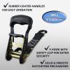 Ratchet Tie Down Straps with Safety Clip 4-Pack 1.5″ x 15′ and 4 Soft Loops, 1100 lbs Load Cap 3300 lbs Breaking Limit, Ohuhu Ratchet Tie Downs Logistic Cargo Straps for Moving Appliances, Motorcycle